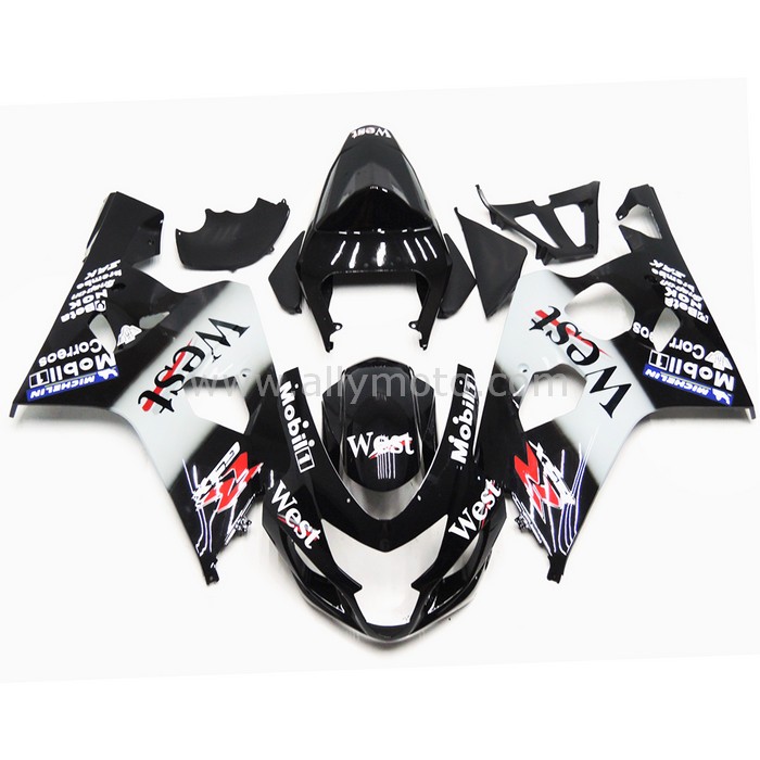 0316 Fairing Suzuki GSXR600 GSXR750 K4 04 05 Cowlings West Black White 0316 Fairing Suzuki GSXR600 GSXR750 K4 04 05 Cowlings West Black White